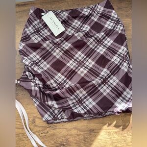 Woman’s Plaid Mini Skirt with Drawstring